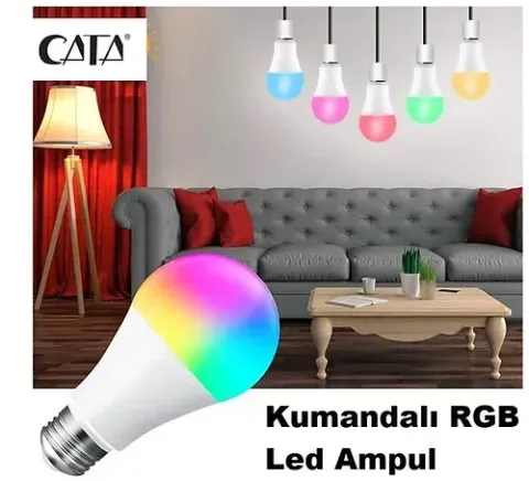 UZLIGHT 10W KUMANDALI RGB AMPUL (BEYAZ+RGB)