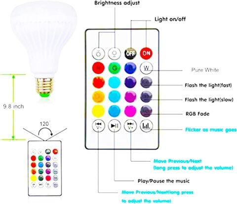 9W UZAKTAN KUMANDALI HOPARLÖR RGB LED AMPUL